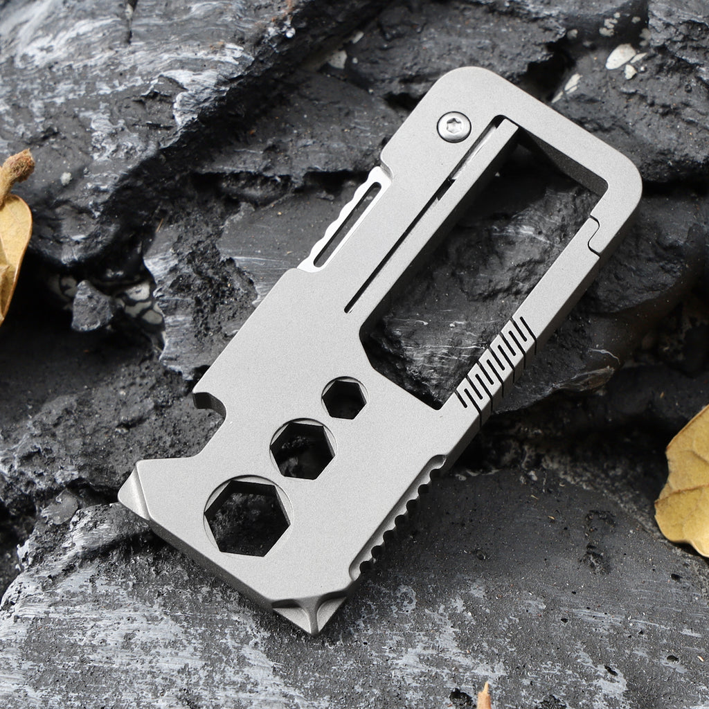 Titanium alloy buckle with VG10 folding knife