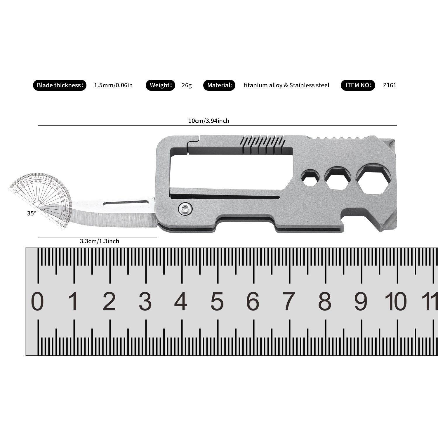 Titanium alloy buckle with VG10 folding knife