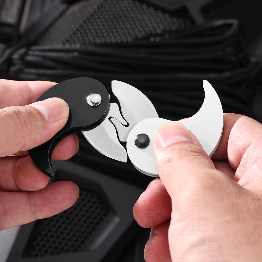 EDC pocket knife, unboxing knife. Features Tai Chi Bagua diagram elements, can be assembled into two knives.